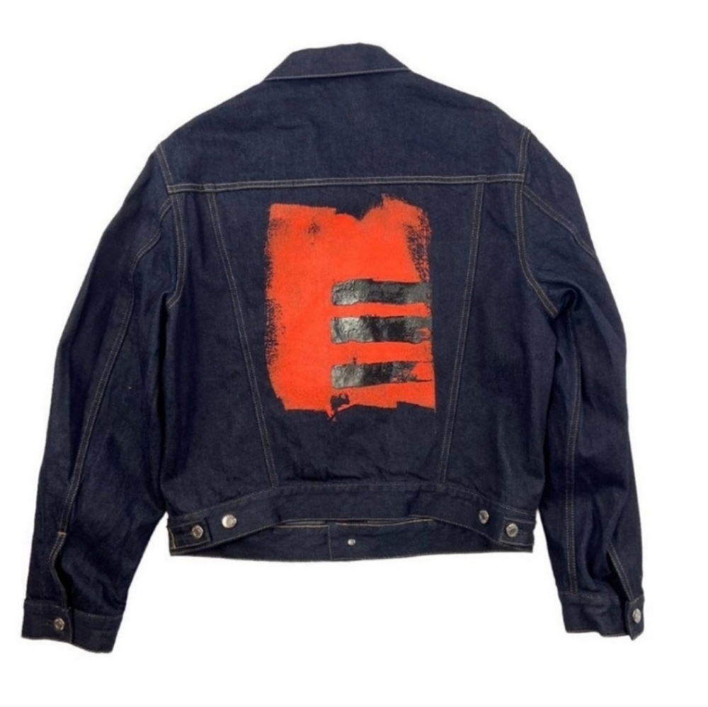 Helmut Lang x Josephine Meckseper unisex hand painted denim trucker jacket W-L